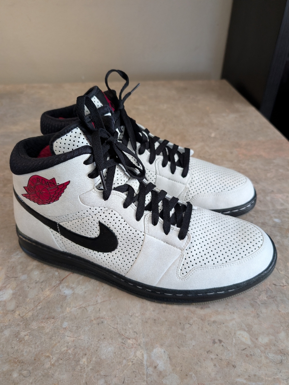 Nike Air Jordan Alpha 1 GS(2010) Perforated White Leather#392813-104 Men Size 13